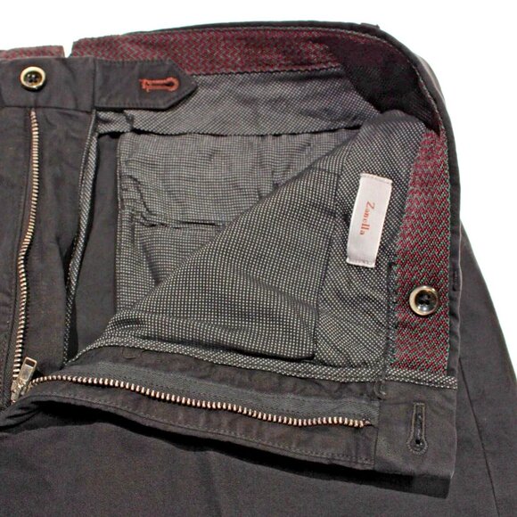 Zanella NWT Chinos / Casual Pants Size 42 US Noah In Solid Black Cotton Blend - Picture 3 of 8